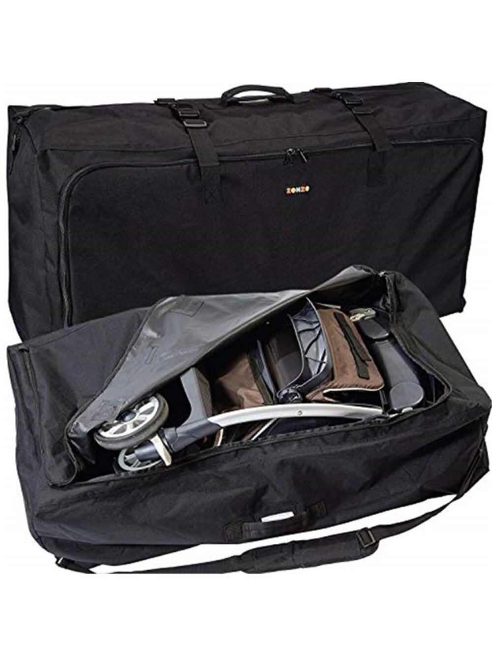 Stroller Travel Bag Carrying Case Standard Double Stroller Padded Shoulder Strap
